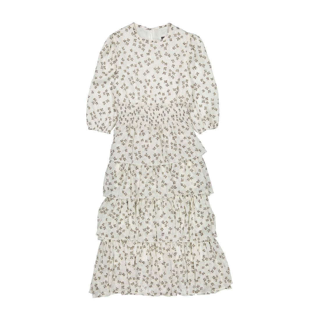 ROWE Taupe Floral Creased Layered Dress