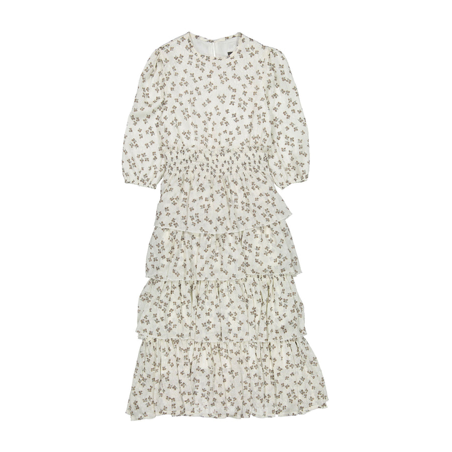 ROWE Taupe Floral Creased Layered Dress