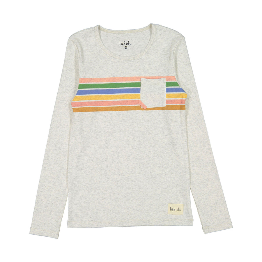 Ladida Oatmeal Rainbow Stripe Tee