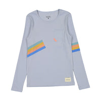 Ladida Light Blue Rainbow Stripes Tee