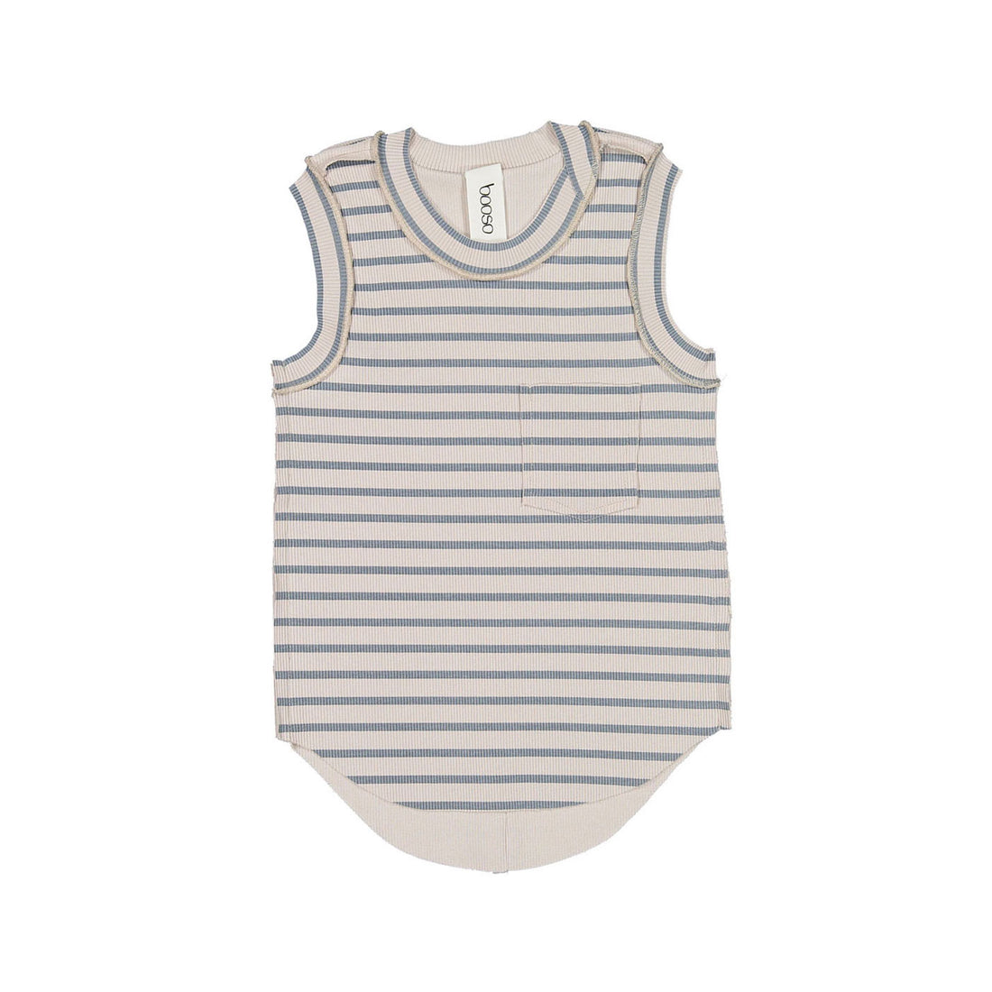 Booso Striped Beige Ribbed Top