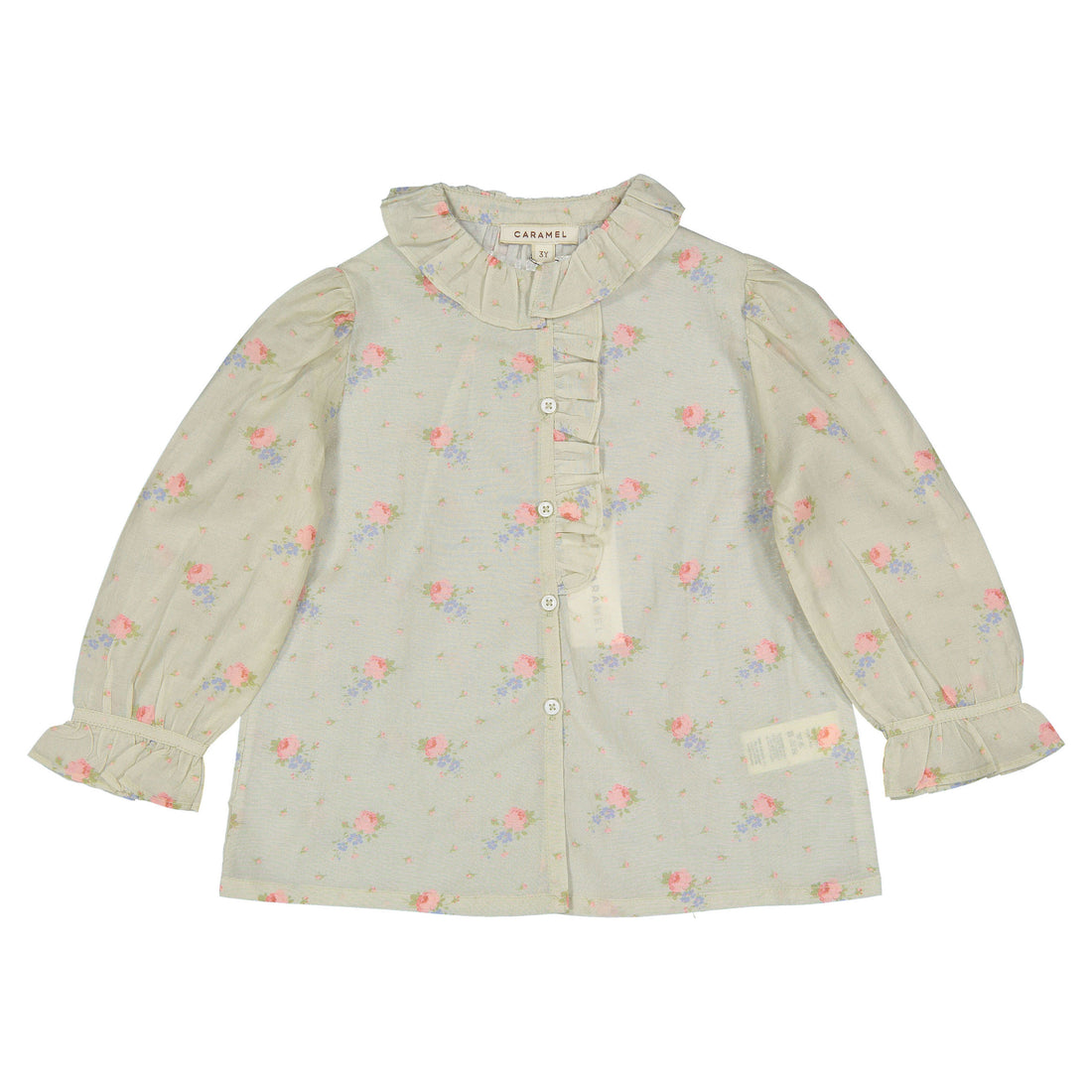 Caramel Rose Bouquet Print Cauliflower Blouse