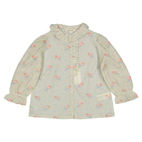 Caramel Rose Bouquet Print Cauliflower Blouse