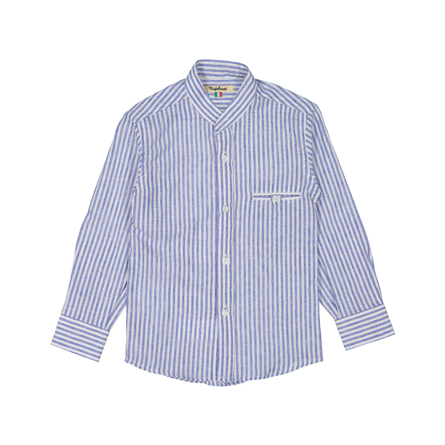 Nupkeet Blue Mandarin Collar Shirt