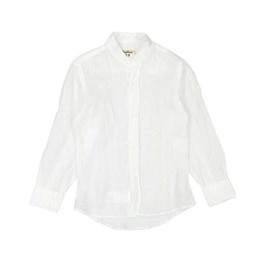 Nupkeet White Mandarin Collar Shirt