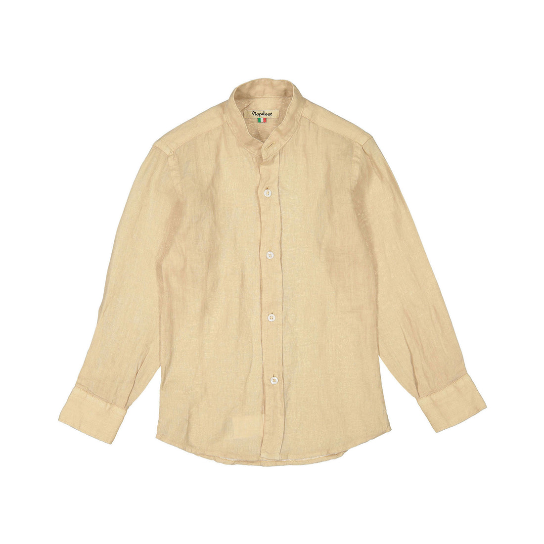 Nupkeet Beige Mandarin Collar Shirt
