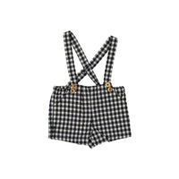 Nanos Black Check Baby Suspender Shorts