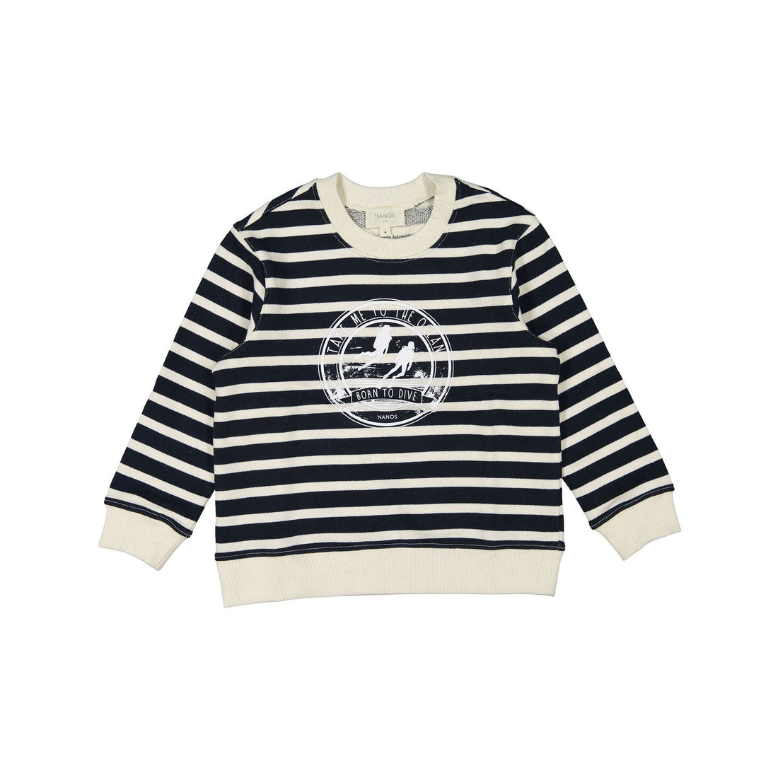 Nanos Navy Stripe Logo Sweatshirt