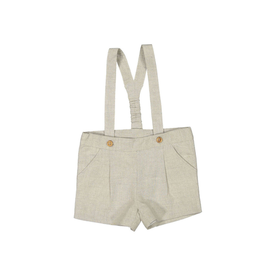 Nanos Tan Linen Baby Suspender Shorts