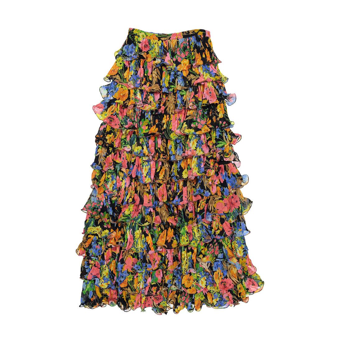 by Timo Night Blossom Georgette Ruffle Womens Skirt