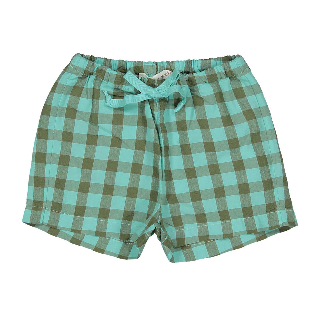 Zhoe and Tobiah Aqua Seersucker Plaid Baby Shorts