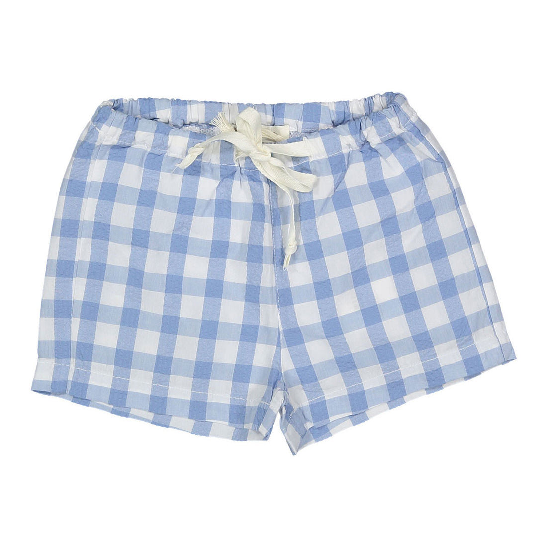 Zhoe and Tobiah Light Blue Seersucker Plaid Baby Shorts