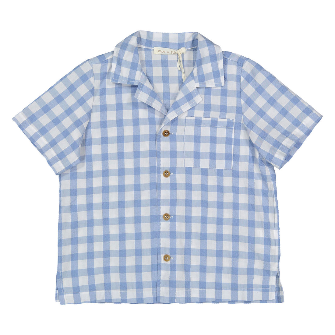 Zhoe and Tobiah Light Blue Seersucker Plaid Shirt