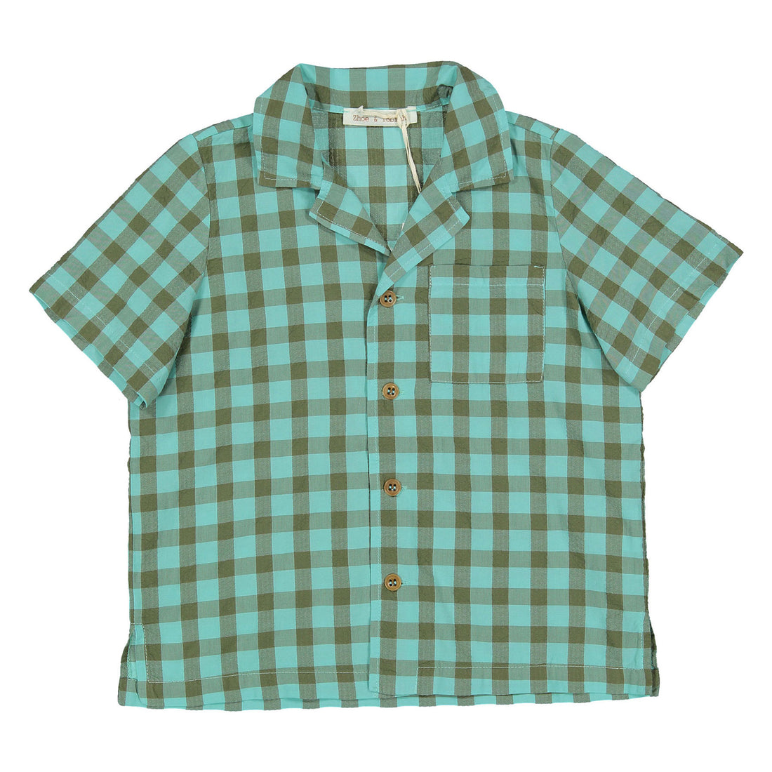 Zhoe and Tobiah Aqua Seersucker Plaid Shirt
