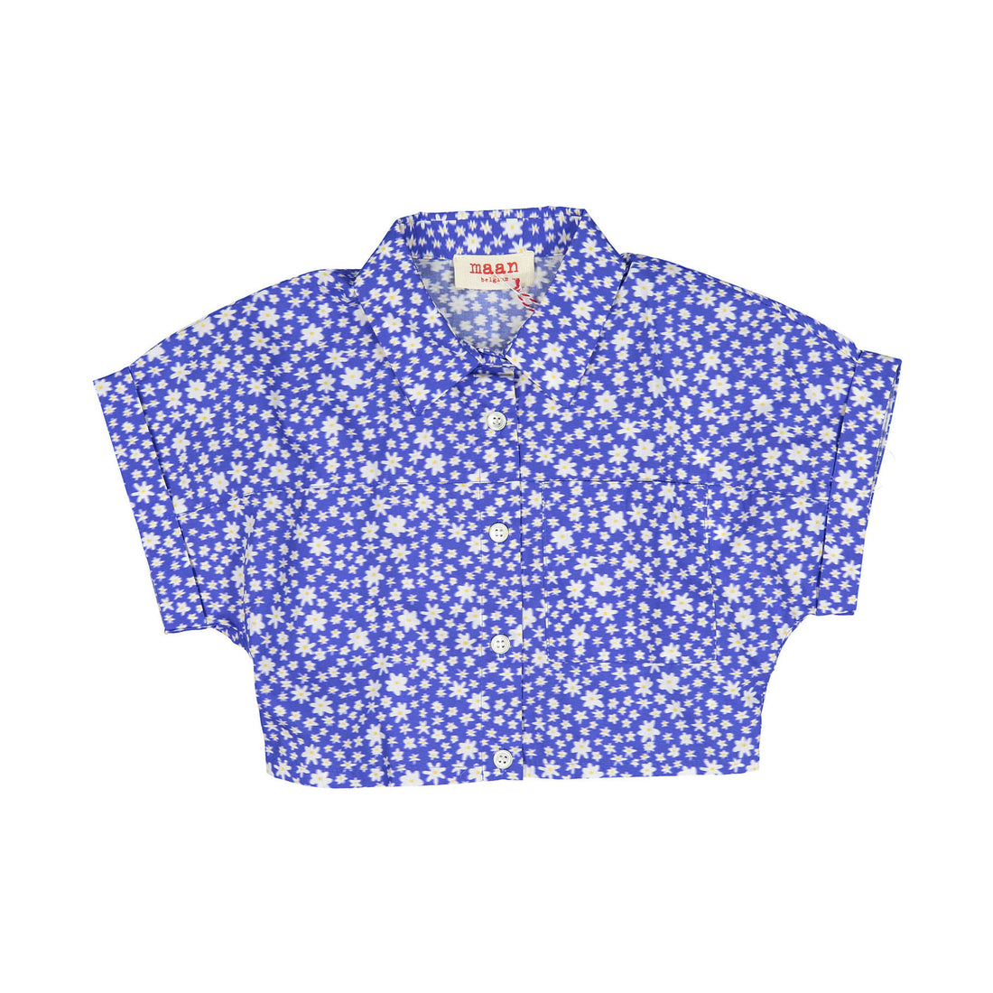Maan Blue Mini Flowers Turtle Shirt