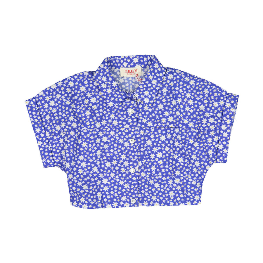 Maan Blue Mini Flowers Turtle Shirt
