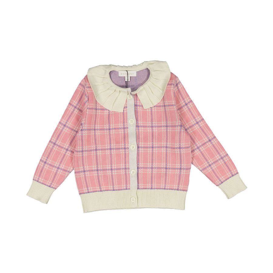 Bonjour Diary Pink Checked Cardigan
