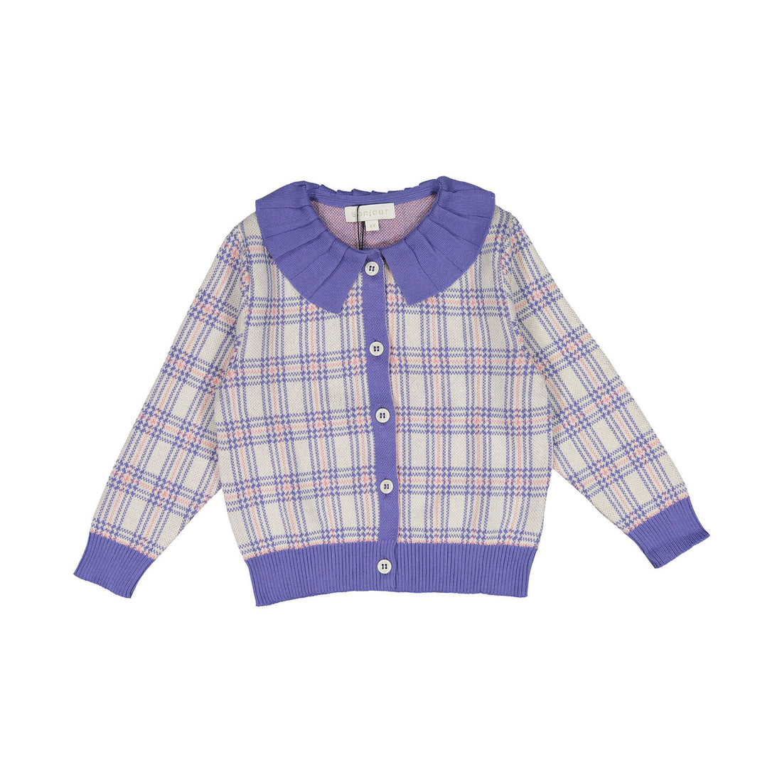 Bonjour Diary Blue Checked Cardigan