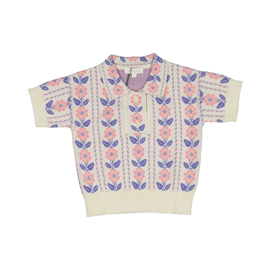 Bonjour Diary Jacquard Flowers Knitted Polo