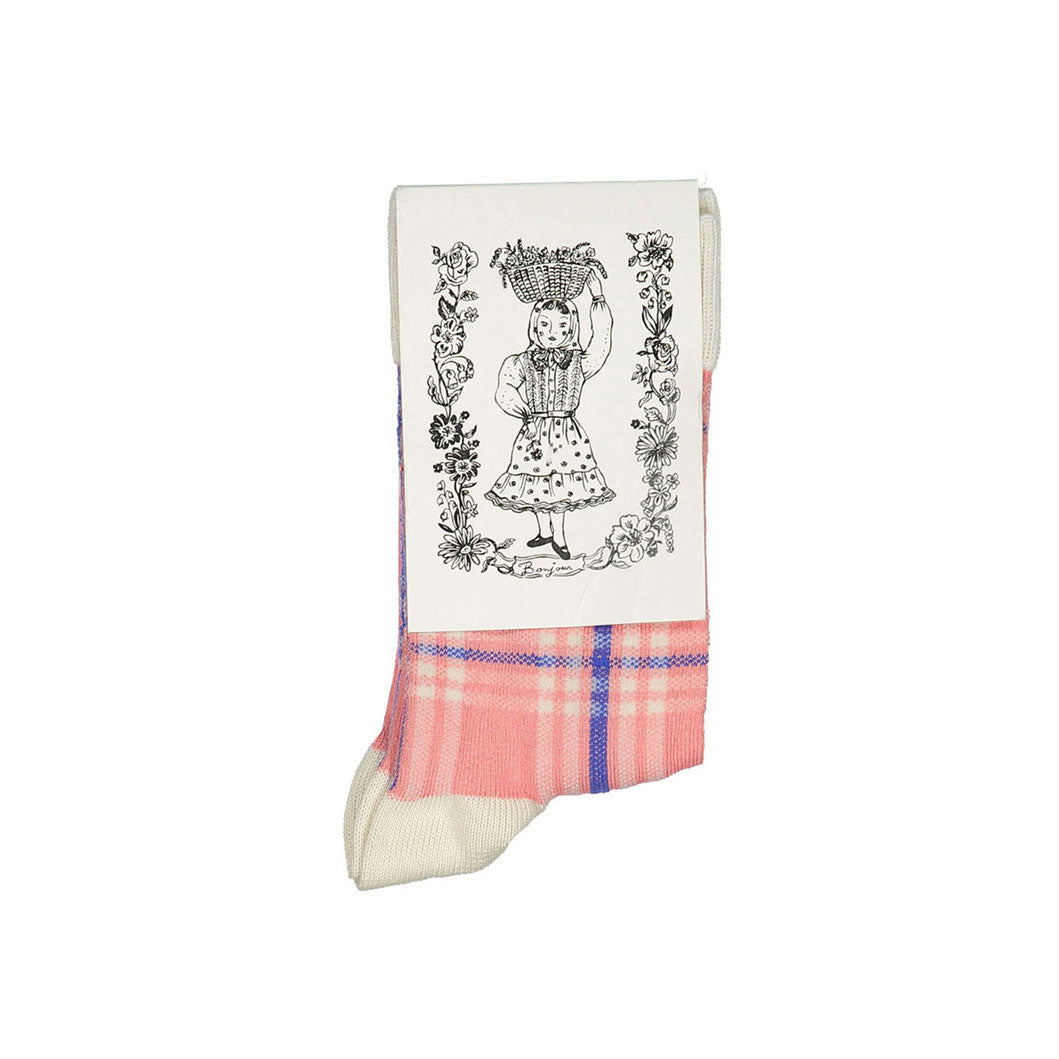 Bonjour Diary Pink Checked Socks