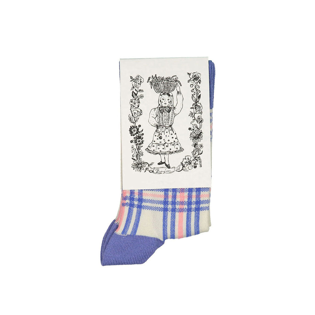 Bonjour Diary Blue Checked Socks