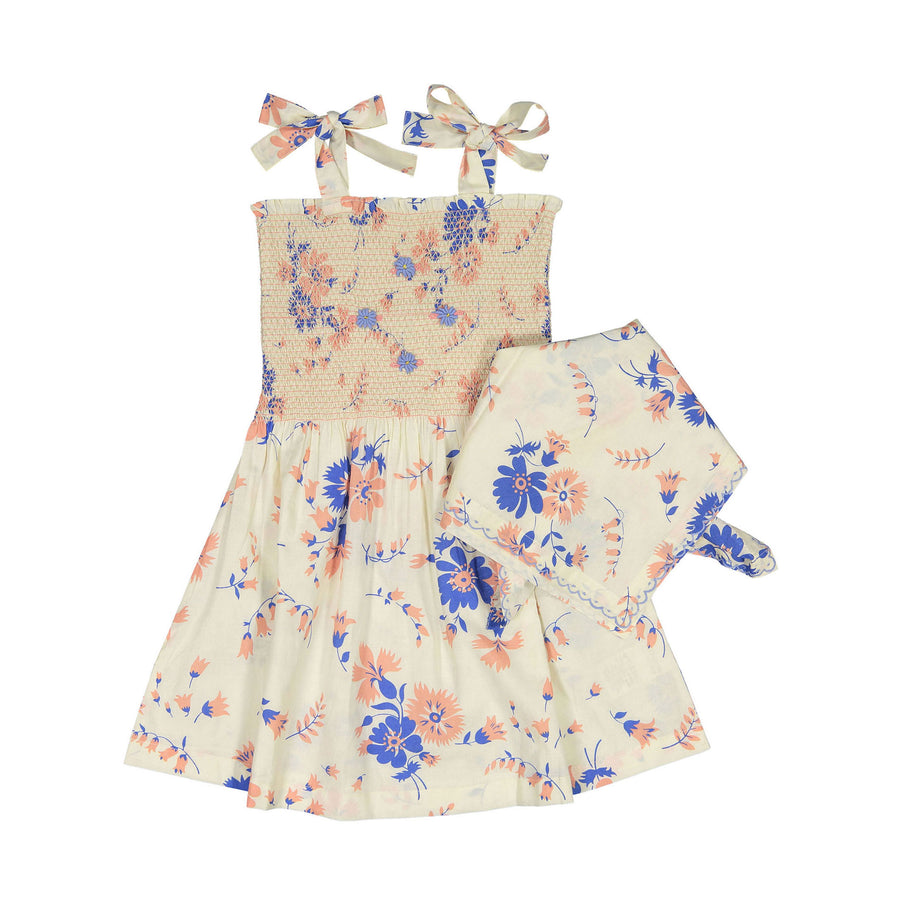 Bonjour Diary Pink White Blue Bouquet Long Skirt Dress