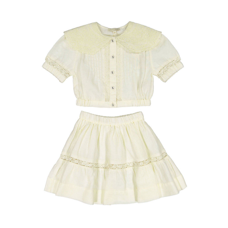 bonjour diary embroidery crop shirt 2Y BONJOUR DIARY GOLDEN FLOWER