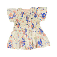 Bonjour Diary Pink White Blue Bouquet Smocked Blouse