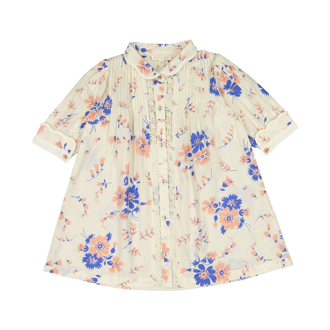 Bonjour Diary Pink White Blue Bouquet Madeleine Tunic Blouse