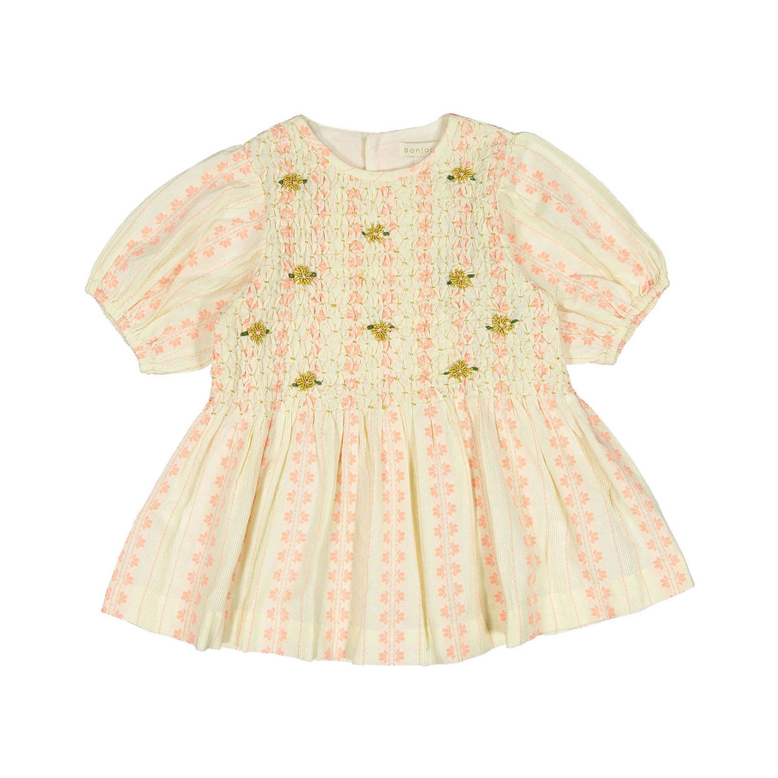 Bonjour Diary Vanilla Strawberry Jacquard Smocks Blouse