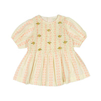 Bonjour Diary Vanilla Strawberry Jacquard Smocks Blouse
