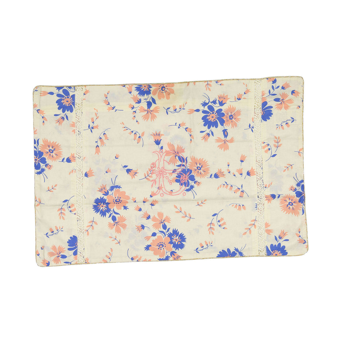 Bonjour Diary Pink White Blue Bouquet Embroidered Cushion Case