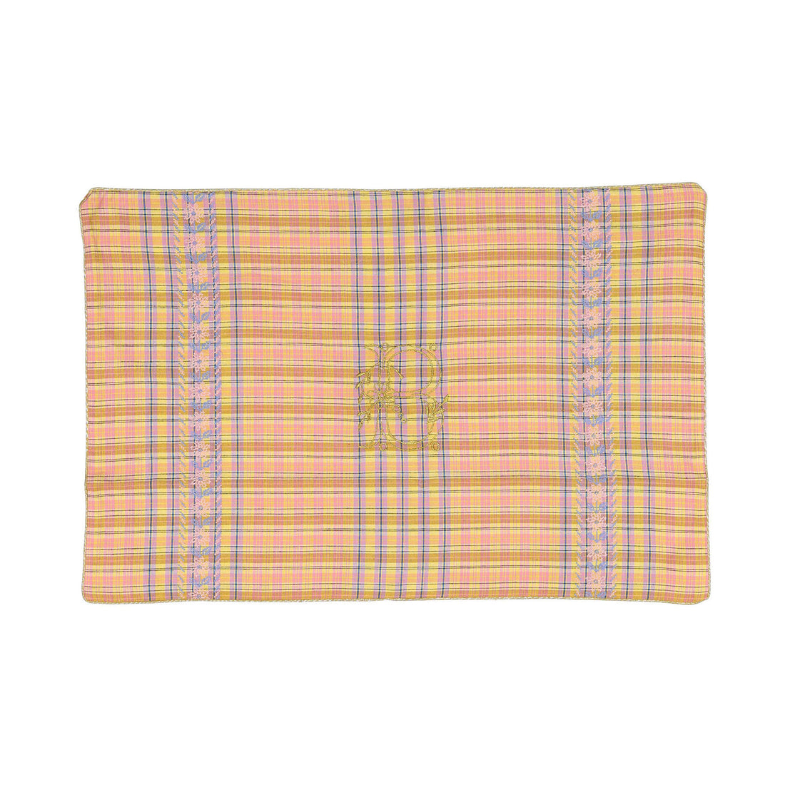 Bonjour Diary Rainbow Check Embroidered Cushion Case