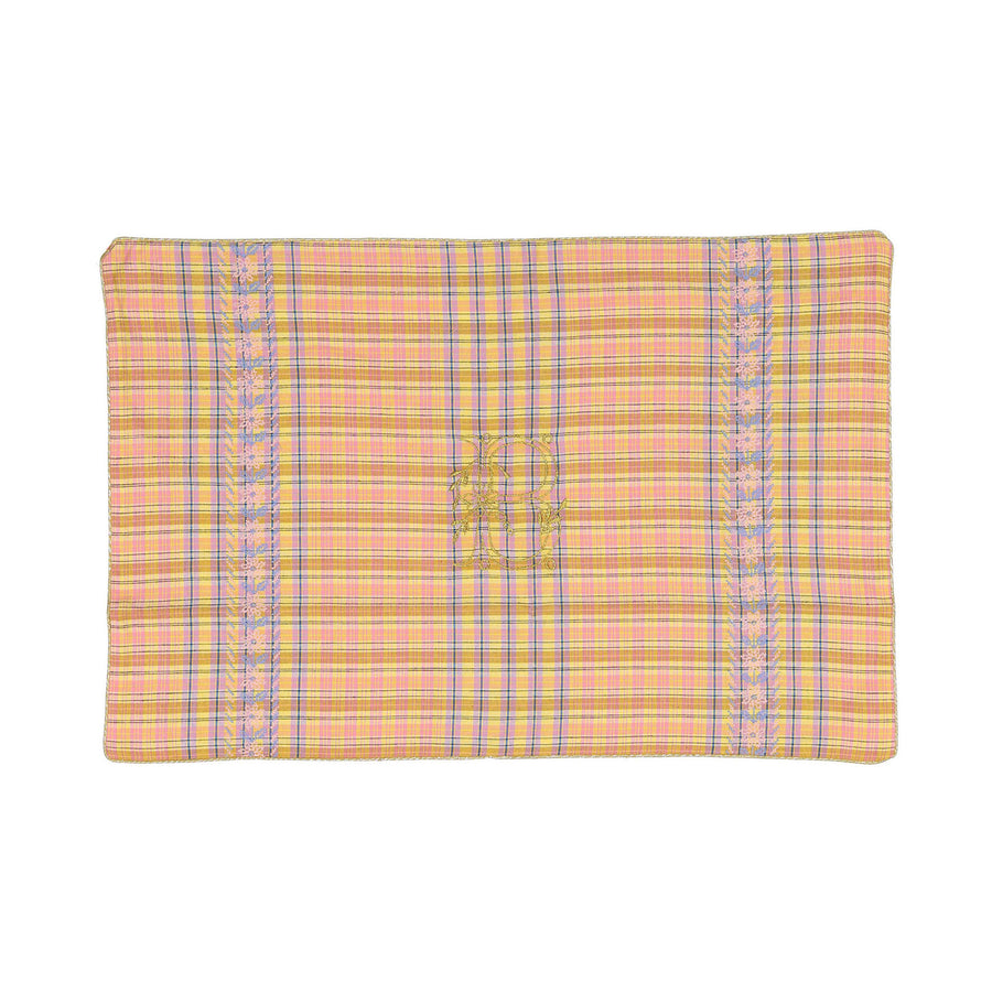 Bonjour Diary Rainbow Check Embroidered Cushion Case