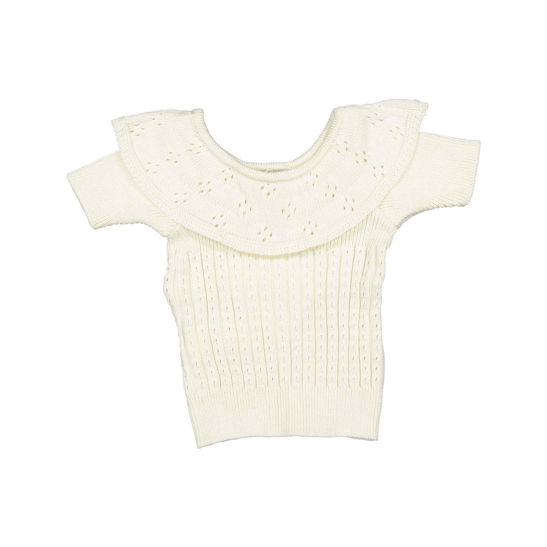 Birinit White Ruffle Sweater