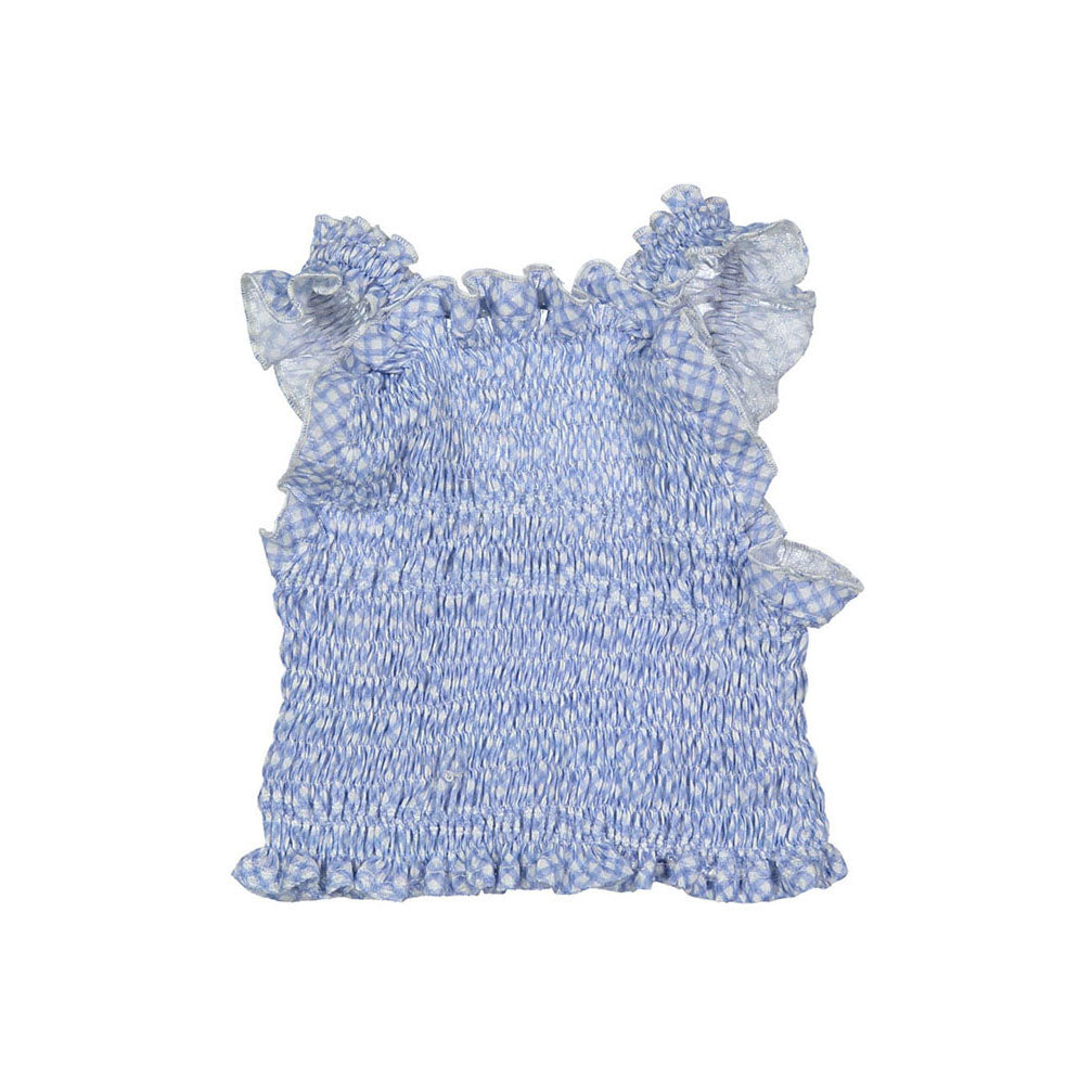 Birinit Blue Rubberized Gingham Top