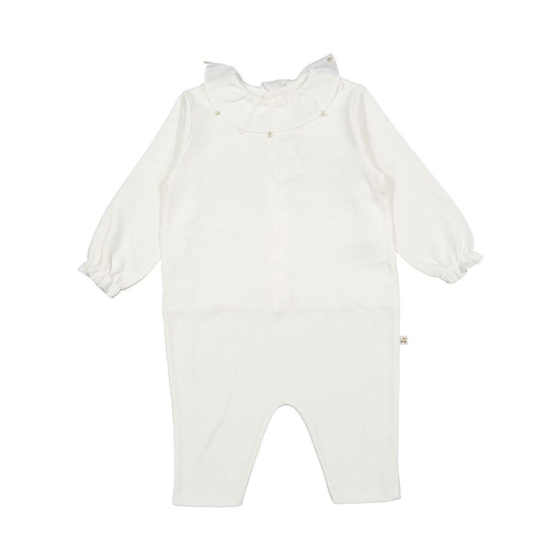 Bonpoint Milk White Ruffle Collar Atijane Footie
