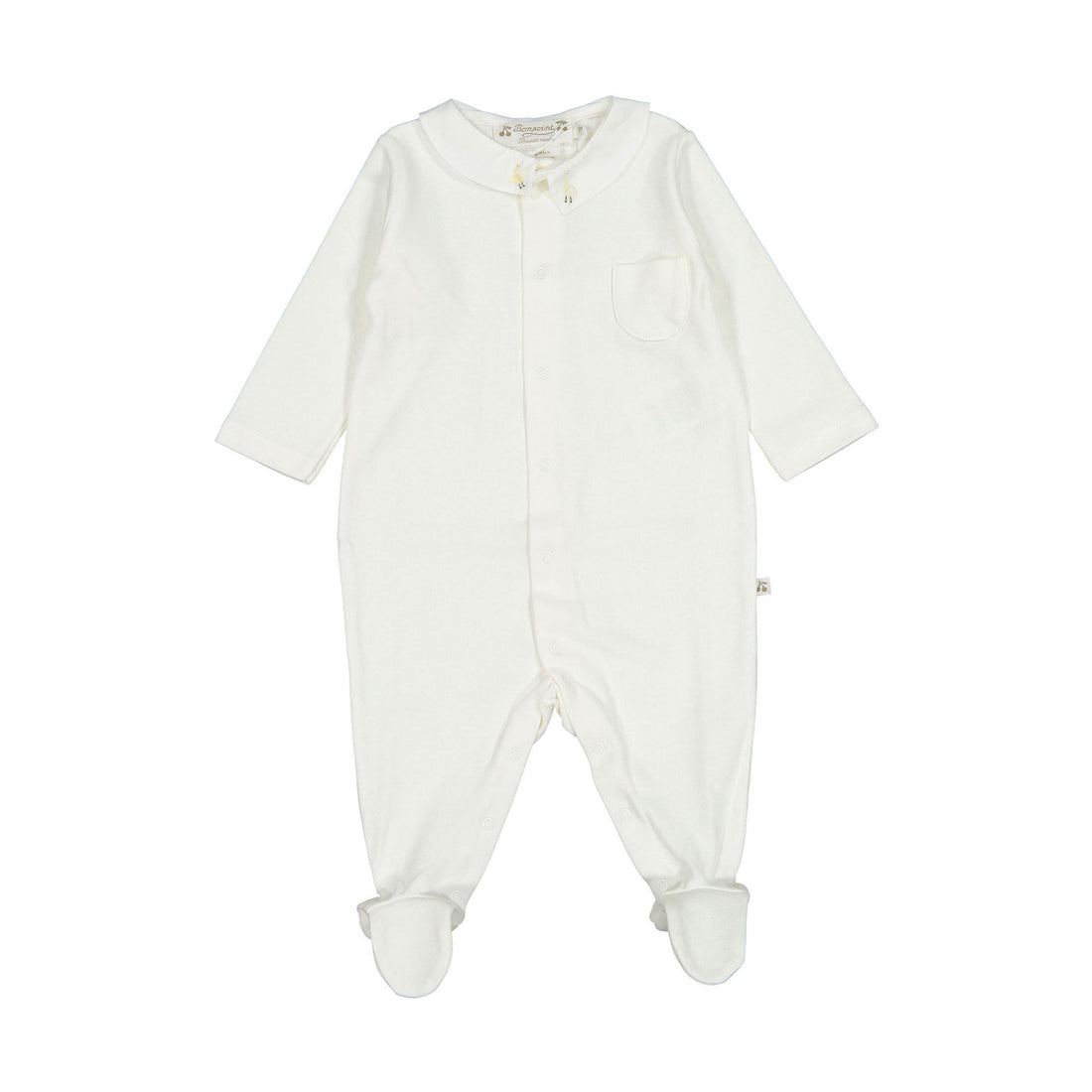 Bonpoint White Goose Embroidered Collar Tilouan Footie