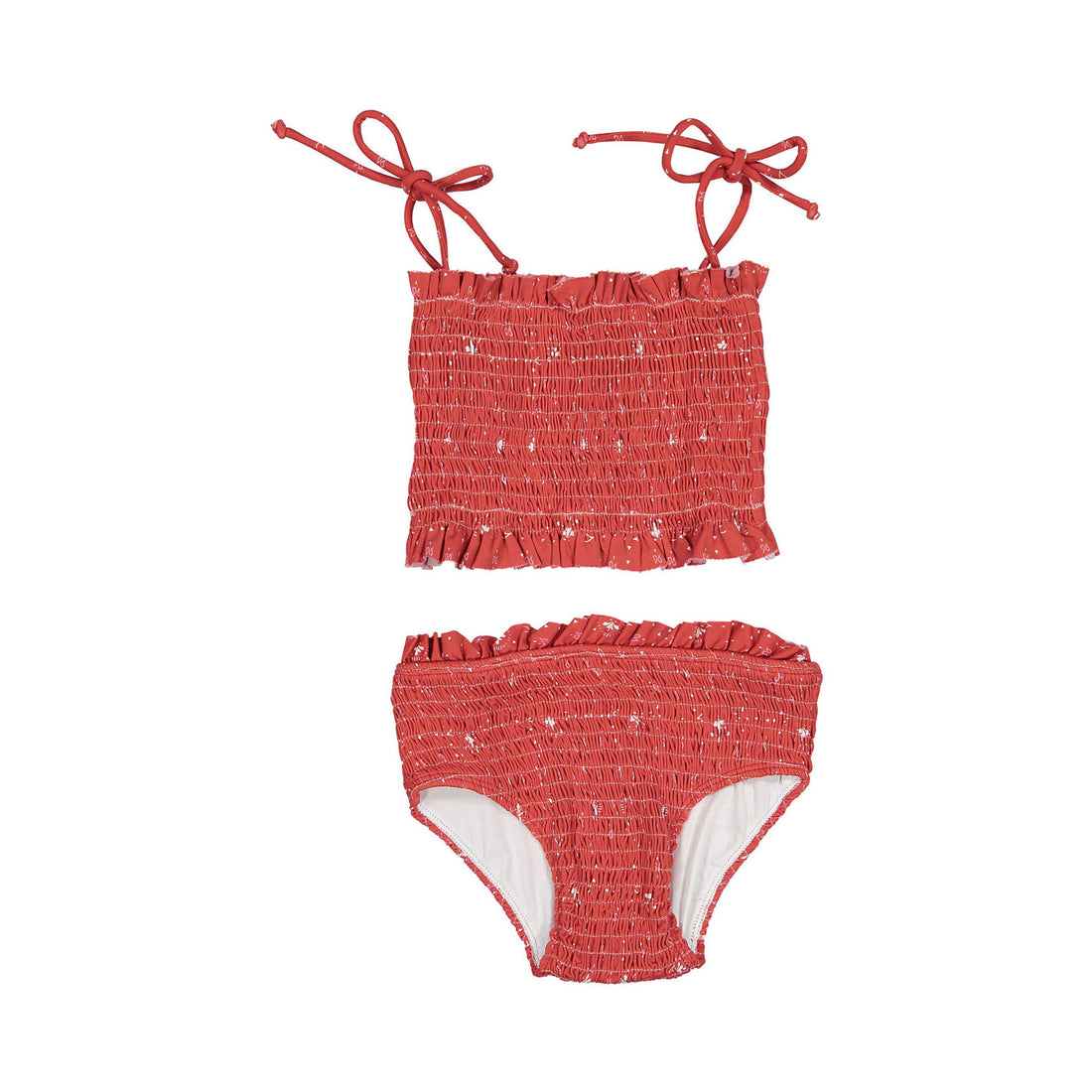 Fin and Vince Smocked Bikini Paisley Trail Flame