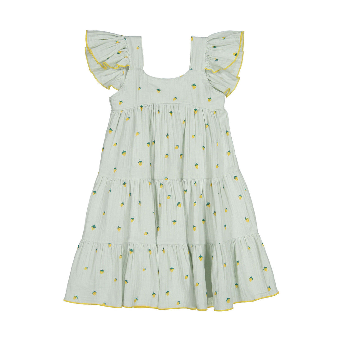 Fin and Vince Tiered Dress Seafoam Strawberries