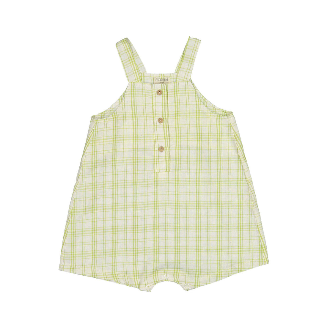 Fin and Vince Button Overall Grass Checker