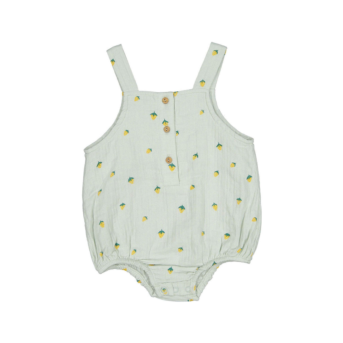 Fin and Vince Button Onesie Strawberries