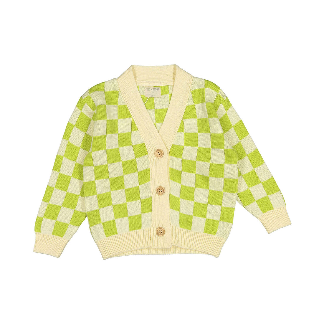Fin and Vince Checkered Cardigan Grass