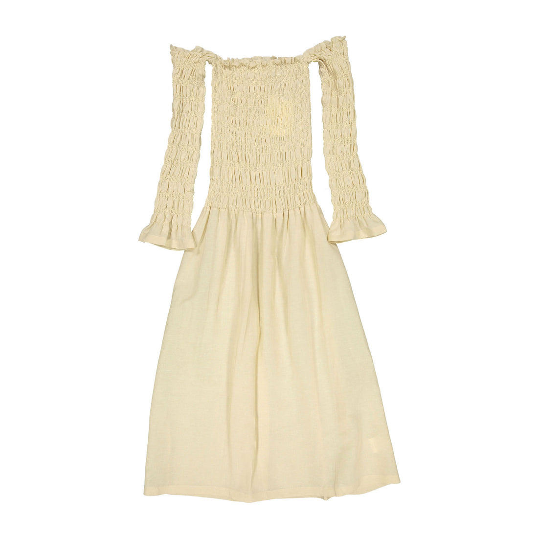 Rohe Cream Smocked Off-Shoulder Dress