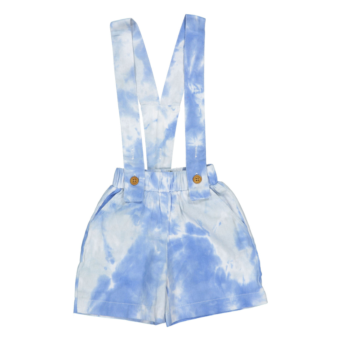 Wander and Wonder Sky Tie Dye Suspenders Shorts