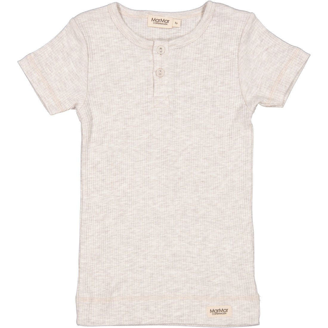 MarMar Copenhagen Beige Melange Short Sleeve Henley Tee