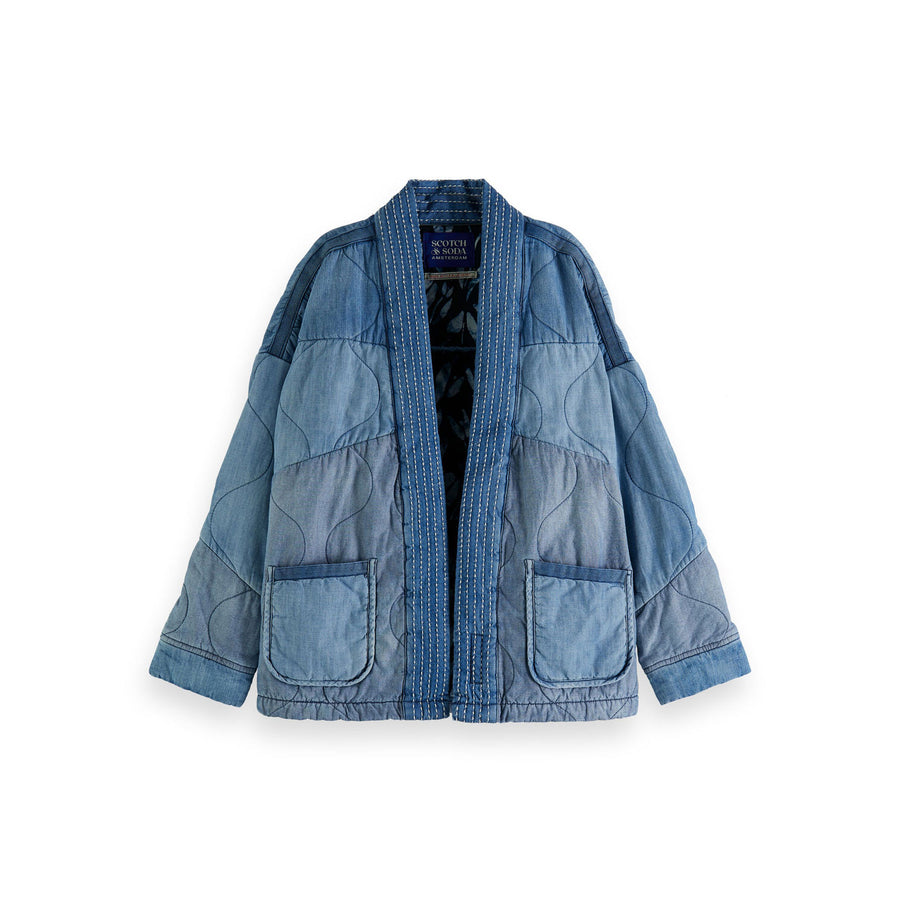 Scotch Shrunk  Indigo Quilted Denim Kimono Jacket