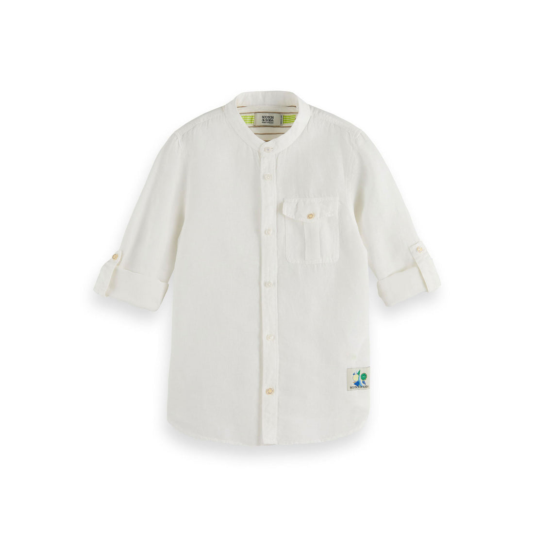 Scotch Shrunk White Linen Long Sleeve Shirt