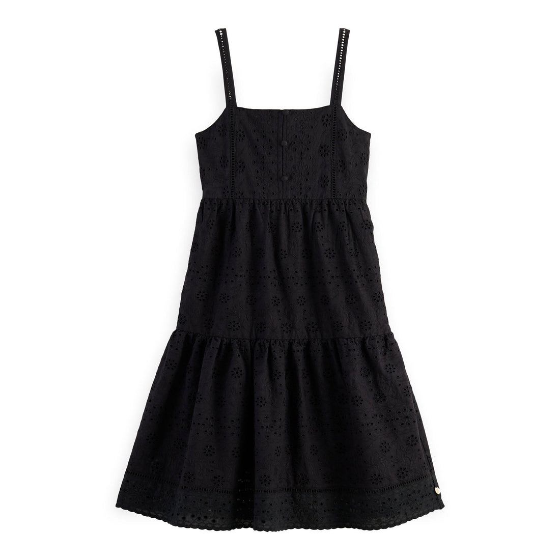 Scotch Shrunk  Black Broderie Anglaise Tape Detail Dress