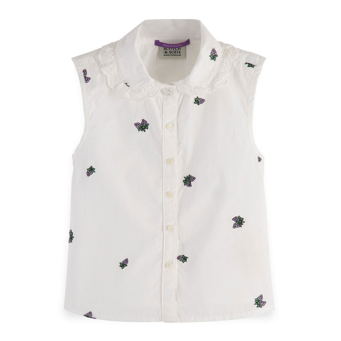 Scotch Shrunk  Mini Grape All Over Printed Sleeveless Collar Detail